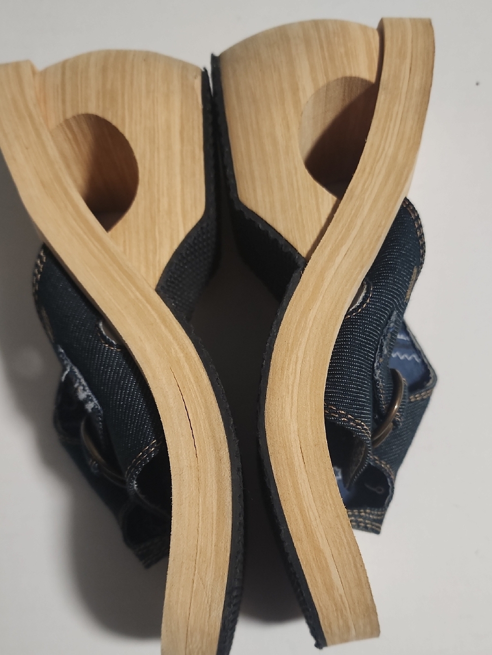 Skechers Denim Slide Mules in Dark Blue with Buckle - Picture 8 of 12